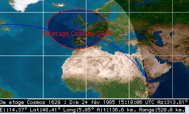 Trajectoire 3e étage Cosmos 1629