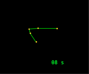 Les cinq lumières à 8 s (début de la vidéo), configuration à peu près symétrique
